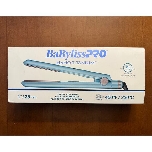 New BaByliss PRO Nano Titanium Flat Iron 1" Digital Ionic Hair Straightener 450° - Picture 1 of 7